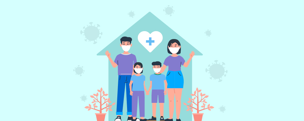 Family staying at home to avoid the pandemic