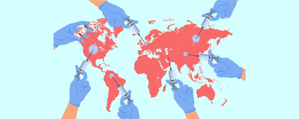 A world map of the pandemic