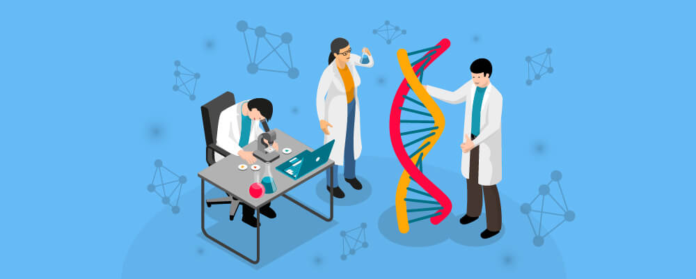 Scientist explaining DNA